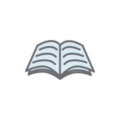 Vector open book icon in flat style, isolated on the white background. Logo book design.  Concept of knowledge and education