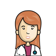 doctor female with stethoscope isolated icon vector illustration design