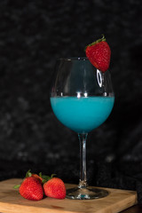 strawberry in a glass of champagne