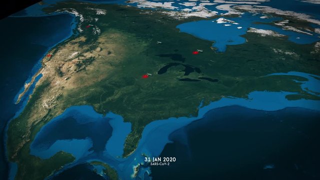 Corona Virus Spread With REAL Data and Numbers - Animated Map of Spread of Sars-CoV-2 (COVID-19) Corona Virus Over the United States and Canada With Real Accurate Data and Date Up To 1st of April 2020