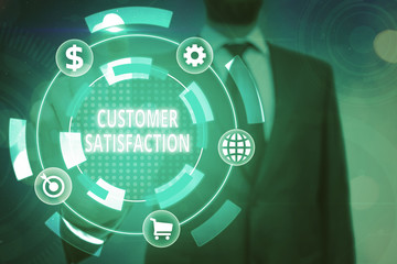 Conceptual hand writing showing Customer Satisfaction. Concept meaning Exceed Consumer Expectation Satisfied over services