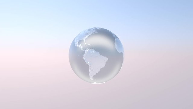 3D metallic pearl like spinning Earth loop animation motion graphics