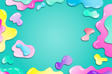 3D Colourful Pastel water jelly with a green background. Use as an illustration for a computer...