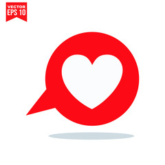 bubble talk for heart love icon symbol Flat vector illustration for graphic and web design.