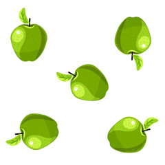 pattern juicy green ripe green Apple on a white background 