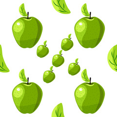 pattern juicy green ripe green Apple on a white background 