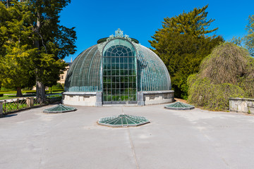 Obraz premium Lednice, Czech republic, Lednice Chateau with beautiful gardens and parks on sunny spring day. Lednice-Valtice Landscape, South Moravian region. UNESCO World Heritage Site.