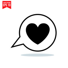 bubble talk for heart love icon symbol Flat vector illustration for graphic and web design.
