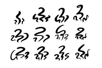 Naklejka premium Smell icons in doodle style vector illustration symbol, logo illustration. Heat smoke, scent line