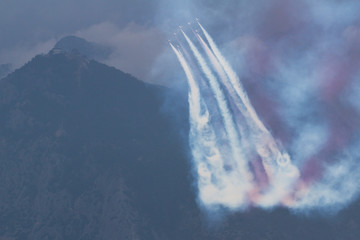Turkish army planes performing air show