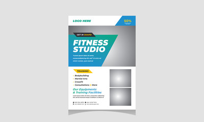 Fitness (gym) Flyer Template Vector Illustration