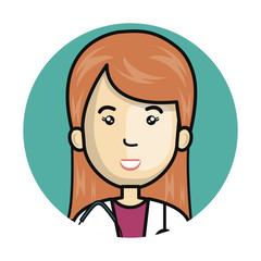 face of doctor female avatar in frame circular vector illustration design