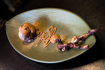 Helado de chocolate de alta cocina