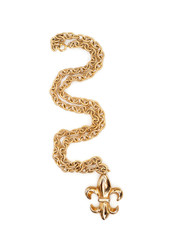 Golden chain with pendant isolated on white background