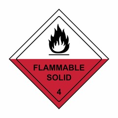 Flammable solid sign or symbol. Substances liable to spontaneous combustion sign or symbol. Vector design isolated on white background.