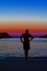 Fototapeta premium Man and sunset