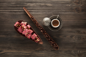 Traditional Turkish Coffee table top view