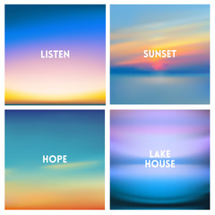 Abstract Blurred background beautiful sunrise or sunset set, vector illustration. For a poster, web pages, advertising