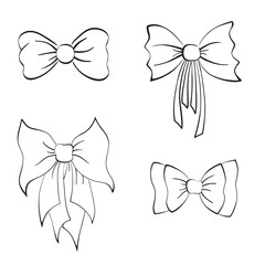 Set with Hand Drawn Bows Isolated on White