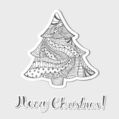 Patterned Grayscale Christmas Tree Made as Sticker