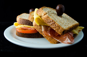 sandwich with ham and cheese