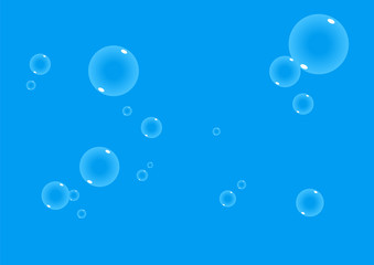 Soap or water bubbles over a blue background. Vector Illustration