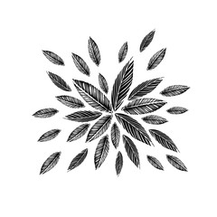 Abstraction of monochrome leaves. Vector illustration