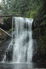 Fototapeta na wymiar Waterfall at Silver Falls State Park in Silverton, Oregon with Slow Shutter Speed, time lapse