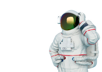 astronaut is thinking about with copy space - obrazy, fototapety, plakaty