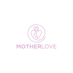 Mom logo with abstract and line vector design concept for family