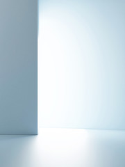 Mock up studio light for product presentation, blue background, 3d render, 3d illustration