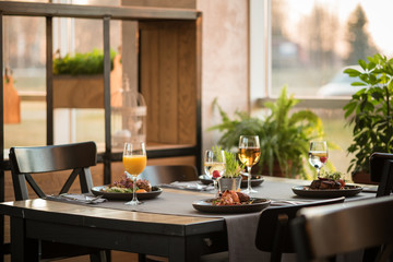 Restaurant in Latvian county with table and chairs