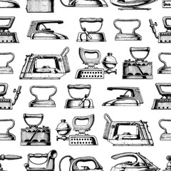 Pattern with different clothes iron.
