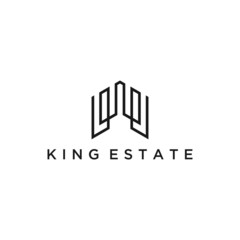 building logo with abstract crown design concept for real estate