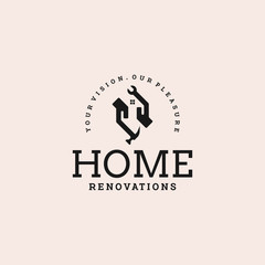 home renovation logo with vintage design style for real estate