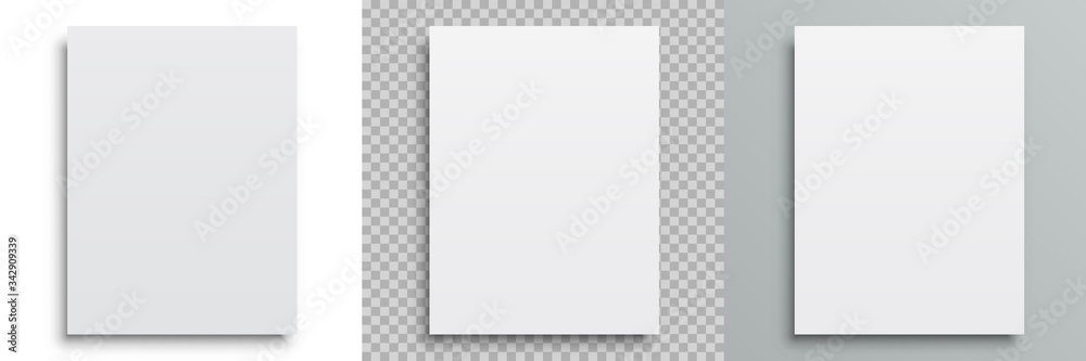 Poster Set white papers template mockup with shadows on different background – stock vector