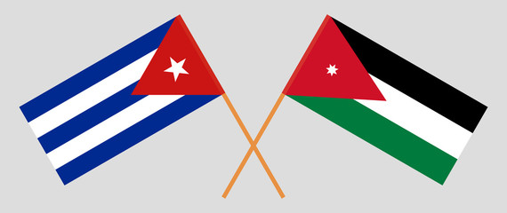 Crossed flags of Jordan and Cuba