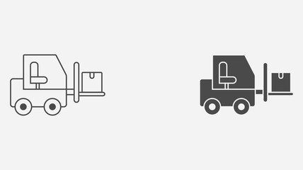 Forklift outline and filled vector icon sign symbol