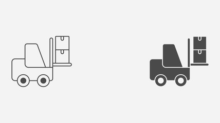 Forklift outline and filled vector icon sign symbol