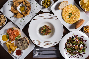 Set with dishes from spanish bar