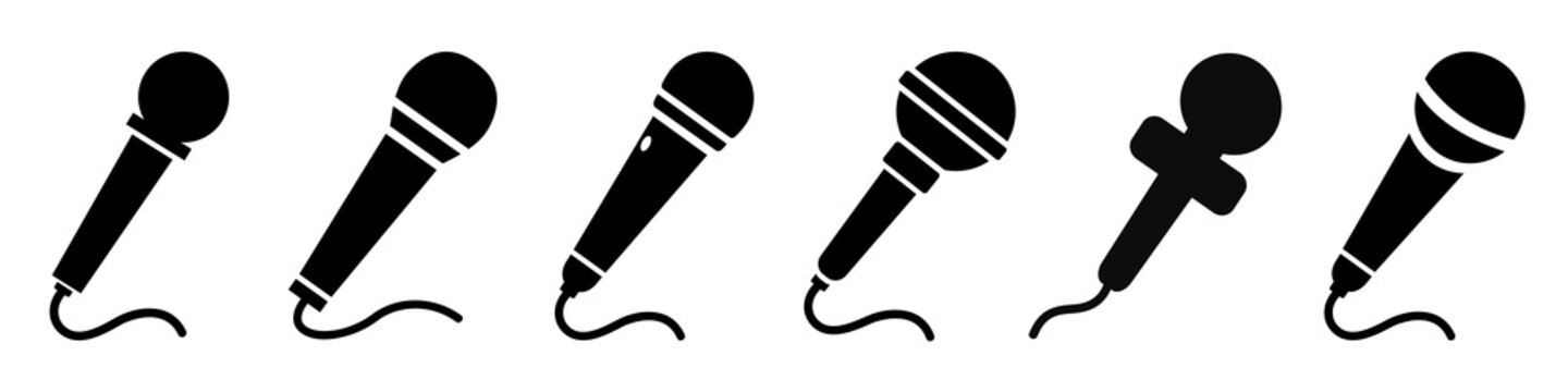 Set microphone icon sign – stock vector
