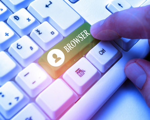 Text sign showing Browser. Business photo text Computer program Graphical user interface Displaying...