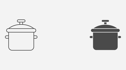 Cooking pot outline and filled vector icon sign symbol