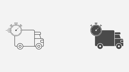 Delivery truck outline and filled vector icon sign symbol