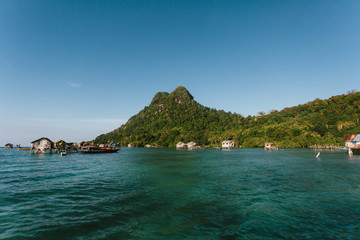 Semporna, Sabah, Malaysia - 26 April 2020 - Sea gypsies house by the sea