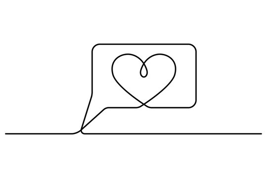 Continuous line drawing. Counter notification icon. Like. Black isolated on white background. Hand drawn vector illustration. 