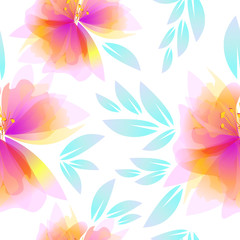 Delicate pink flowers are a seamless background. Vector illustration