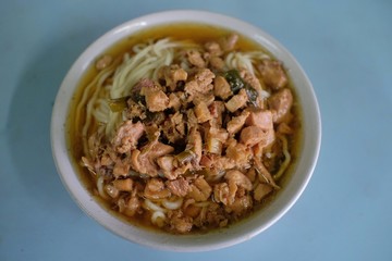 Mie Ayam or Chicken Noodle, Chinese food that is popular in Asian countries, especially Indonesia.