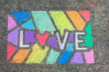 Rainbow Love Driveway Chalk Art