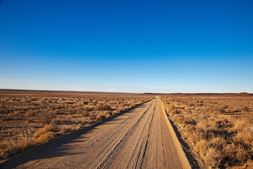 Straight gravel road in dry Karoo region